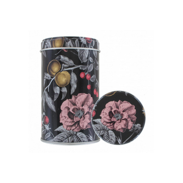 Boite à thé métallique fleur noir - Design Vert-tiges exclusif