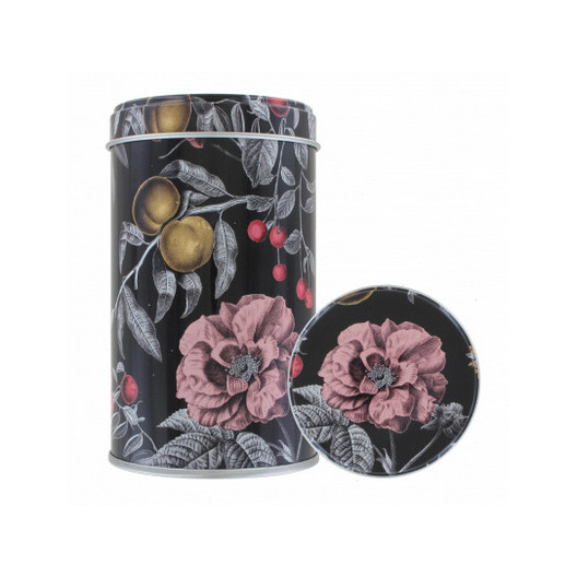Boite à thé métallique fleur noir - Design Vert-tiges exclusif